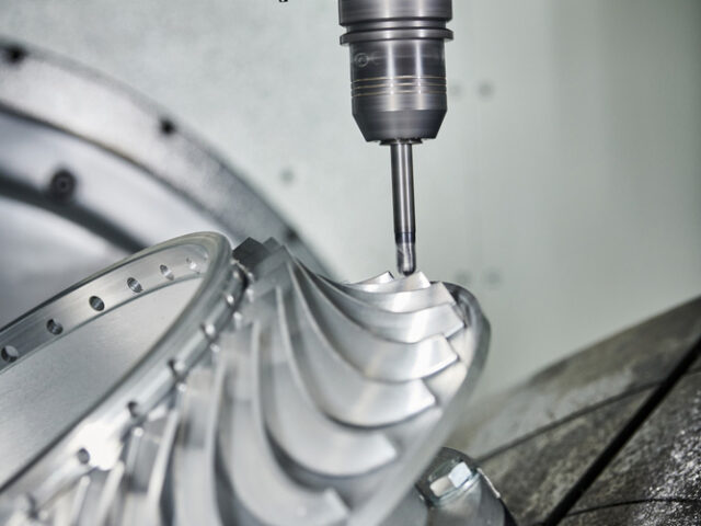 CNC milling machine work. metal processing impeller